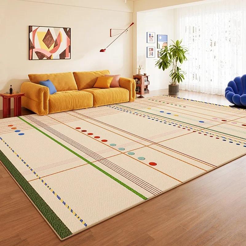 Living Room Carpet Non-slip Soft Stain-resistant Floor Mat Colorful Striped Color-blocked Rug Large-sized Home Decor Mats
