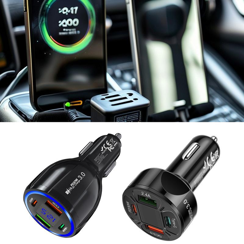 

Portable Car Charger 4 Port USB Car Charger Adapter Portable Car Charger Adapter Car Accessories For Travel Daily Life Business