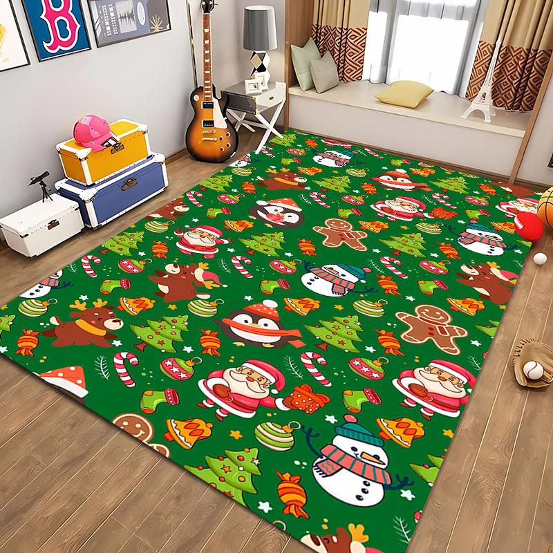 3D Christmas Cartoon Carpet, Living Room Bedroom Home Decor Carpet Garden Lawn Carpet Kitchen Kids Bedroom Mat Christmas Present