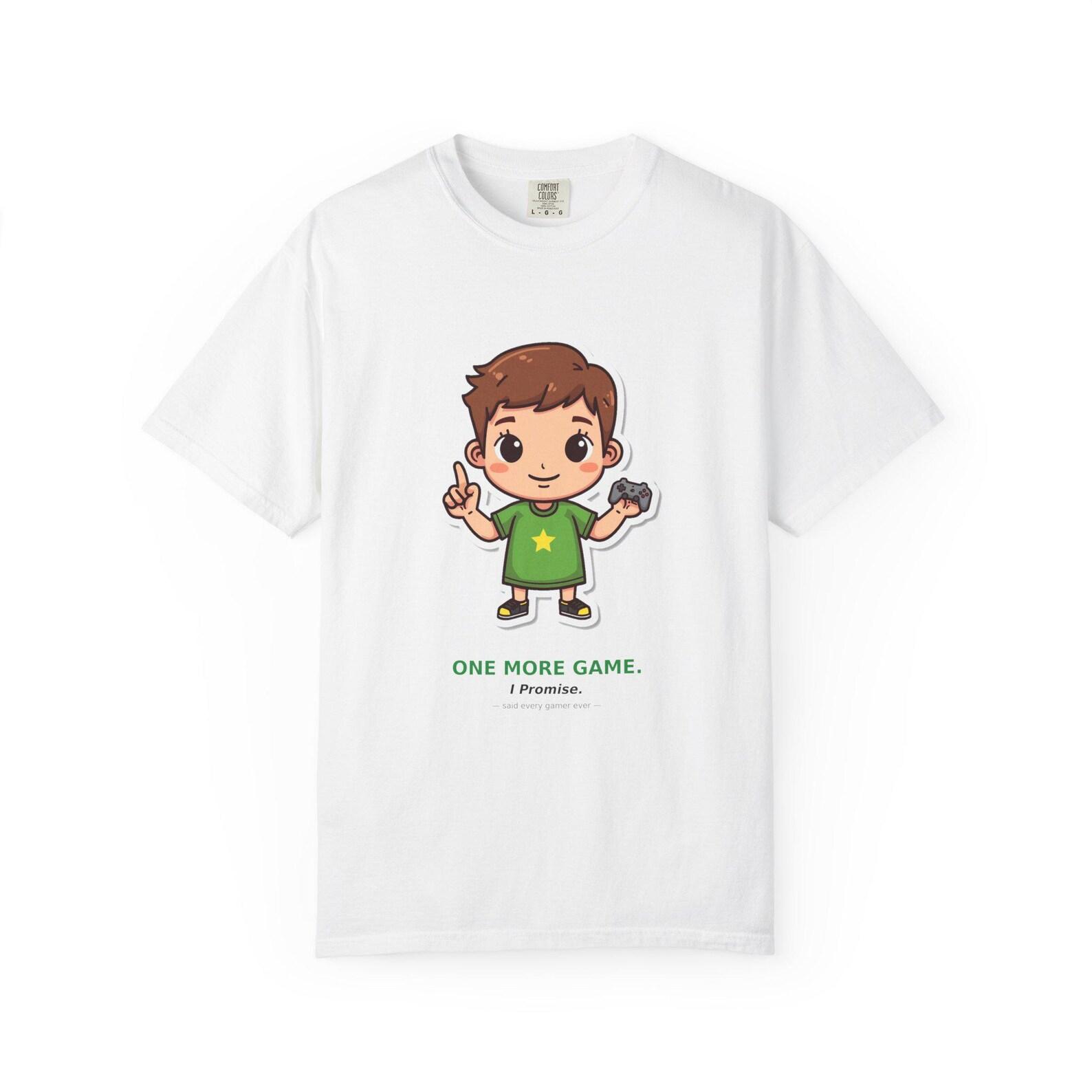 Cute Gamer Kid One More Game T-Shirt | Video Game Controller Tee 150
