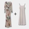 Bohemian Deep V Asymmetrical Dress: Two-Piece Set with Short Sleeves, Slim Fit, and Long Skirt