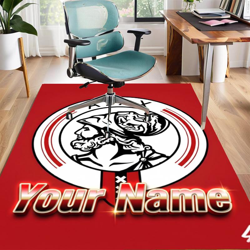 Ajax FC Design Area Rug Personalized Name- Non-Slip, Soft & Cozy Floor Mat for Living Room, Office - Indoor/Outdoor Carpet