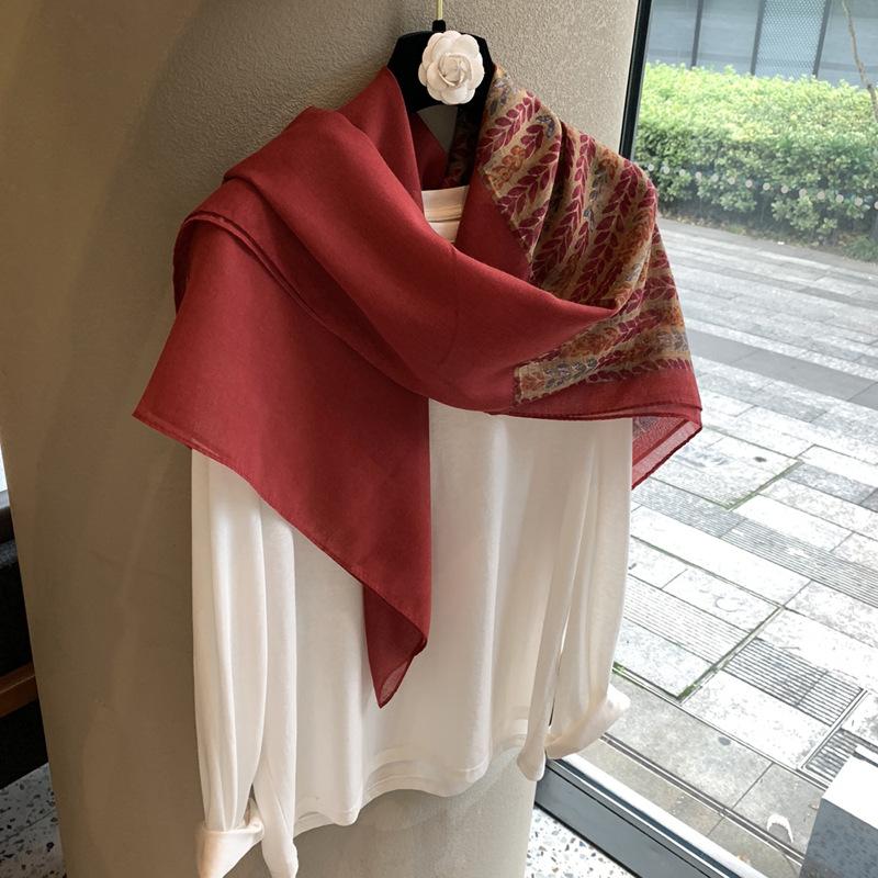Ethnic Style Outer Cotton And Linen High-End Printing Sunscreen Scarf Shawl Fashion Square Scarf Thin Decorative Scarf Silk Scarf