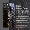 Art Black Golden Scale Texture Printed Pattern Tempered Glass Phone Case for iPhone 17 16 Pro Max 15 13 12 Mini 11 14 Plus Cover