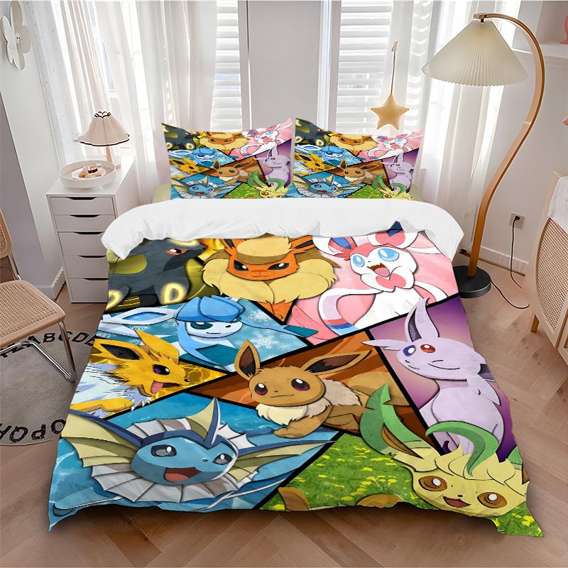3pcs Pokemon Bedding Set. Soft and Comfortable with No Core Included (1x Duvet Cover + 2x Pillow Covers) Yy251010122
