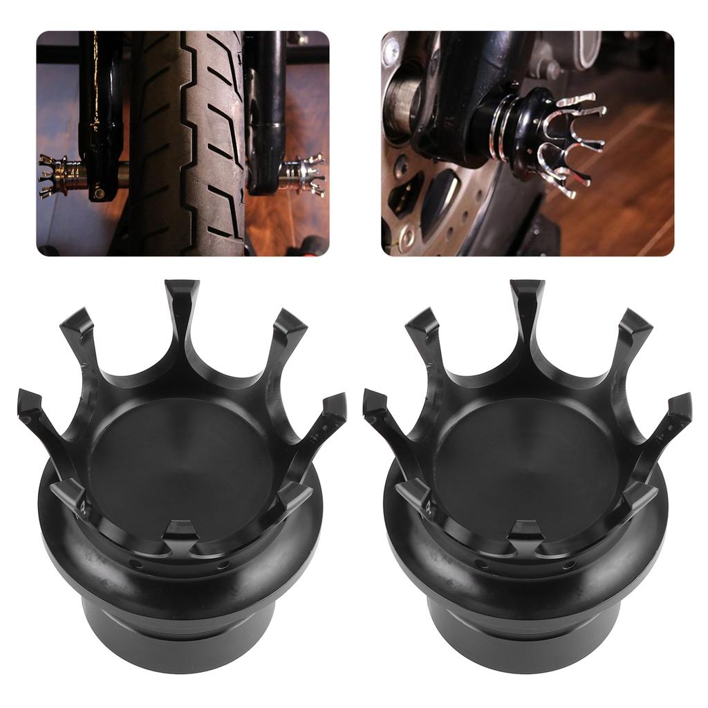 Front Axle Cap Covers Distinctive Crown Styling CNC Aluminum Alloy for Motorbike ModificationBlack
