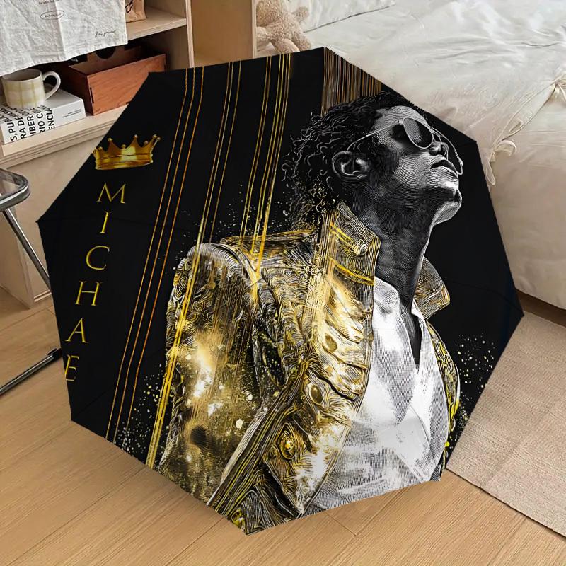 

1pc Michael Jackson Automatic Folding Umbrella, Portable Collapsible Design, Casual Outdoor Accessory L1202009