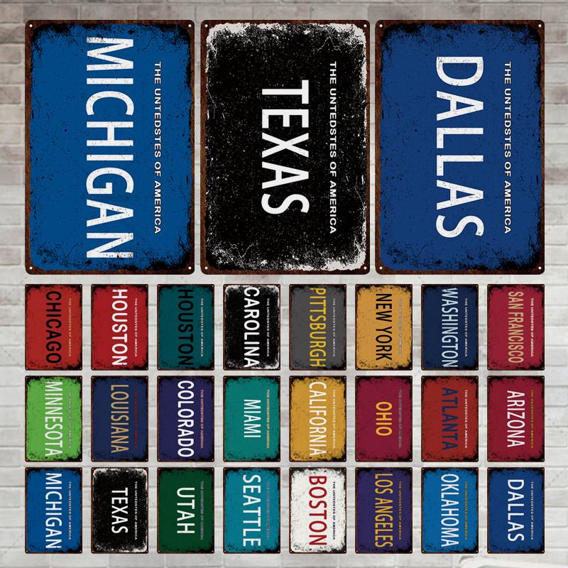 Place Name Sign Metal Sign Vintage Tin Sign Plaque Metal Bar Retro Wall Decor Bar Club Man Cave Metal Poster