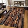 Czarna Podkładka Obszarowa z Nadrukiem Imitującym Słoje Drewna Miękka Do Salonu Sypialni Kuchni Retro Niebieska i Brązowa Podkładka na Podłogę do Sypialni Podkładka Retro z Nadrukiem Imitującym Słoje Drewna