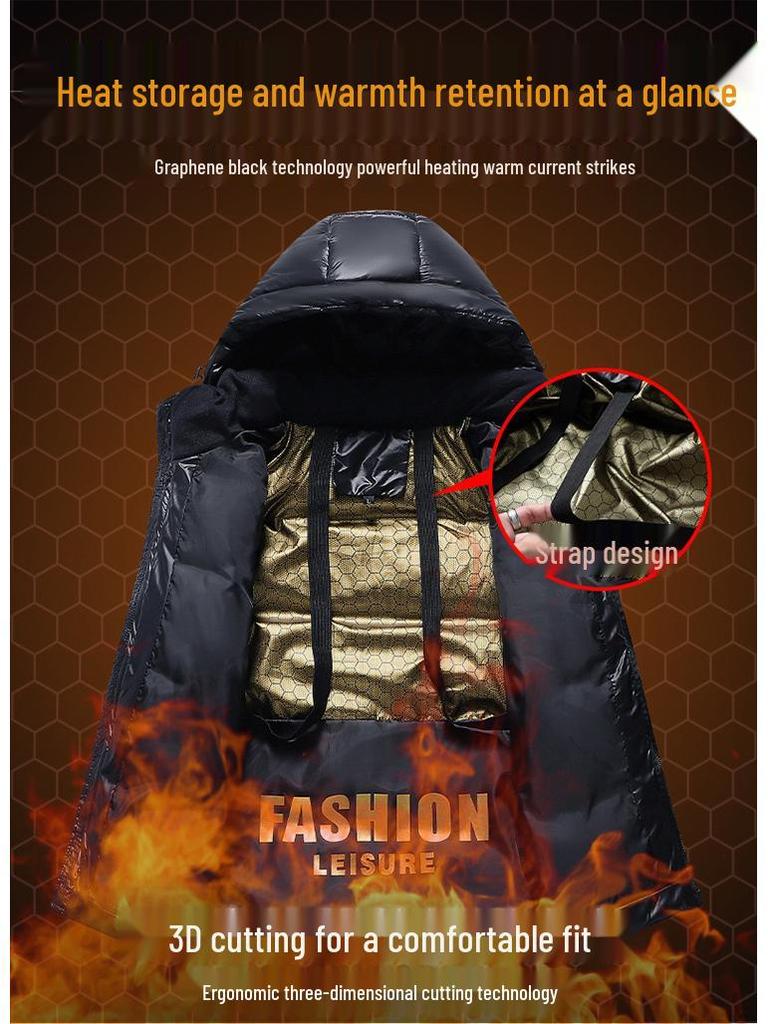Unisex Schwarze Goldene Verdickte Winterjacke - Internet-Berühmtheiten-Stil