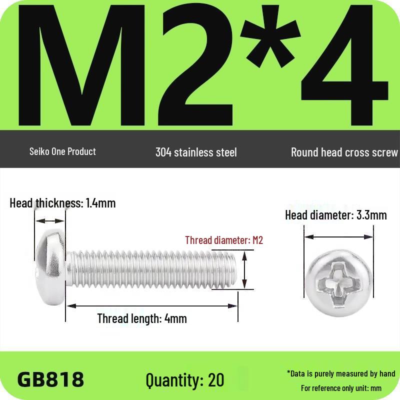 Phillips Pan Head Machine Screws, 304 Stainless Steel, Sizes M1-M10