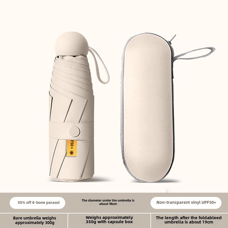 Compact Dual-Use Capsule Umbrella: Portable, Foldable, Lightweight, Sun & Rain Protection
