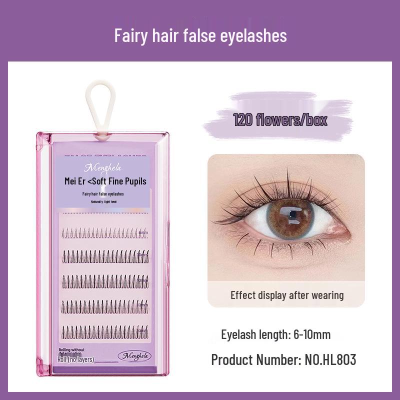 Menghela Big Eye Natural Curled False Lashes - Thin Stem Single Cluster for Lengthening