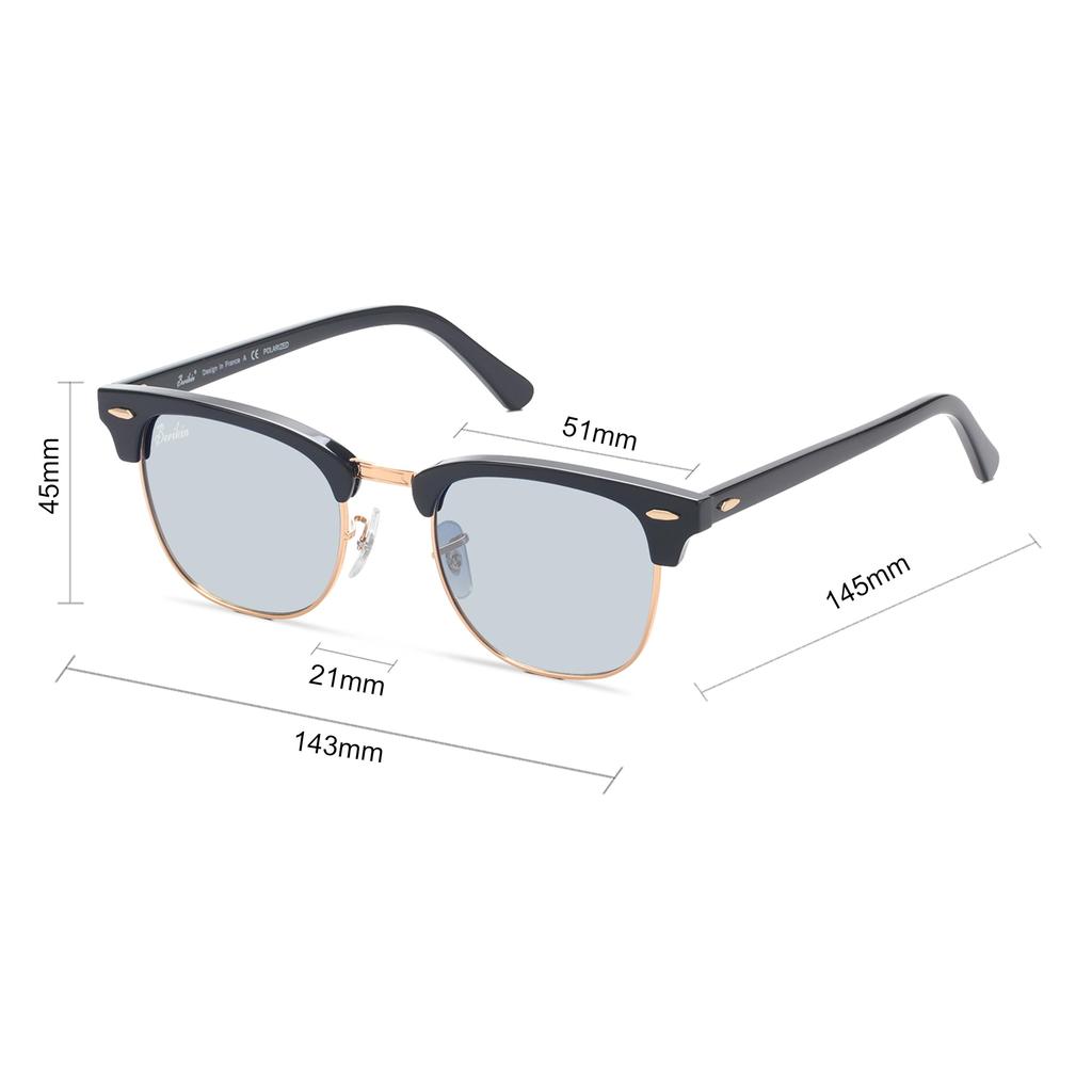 Photochromic Polarized UV Half Sunglass for Men [Berikin] Men's Sunglasses, Discoloration, Gray, Thermont, Brow, Classic, UV400, Protection, Color,