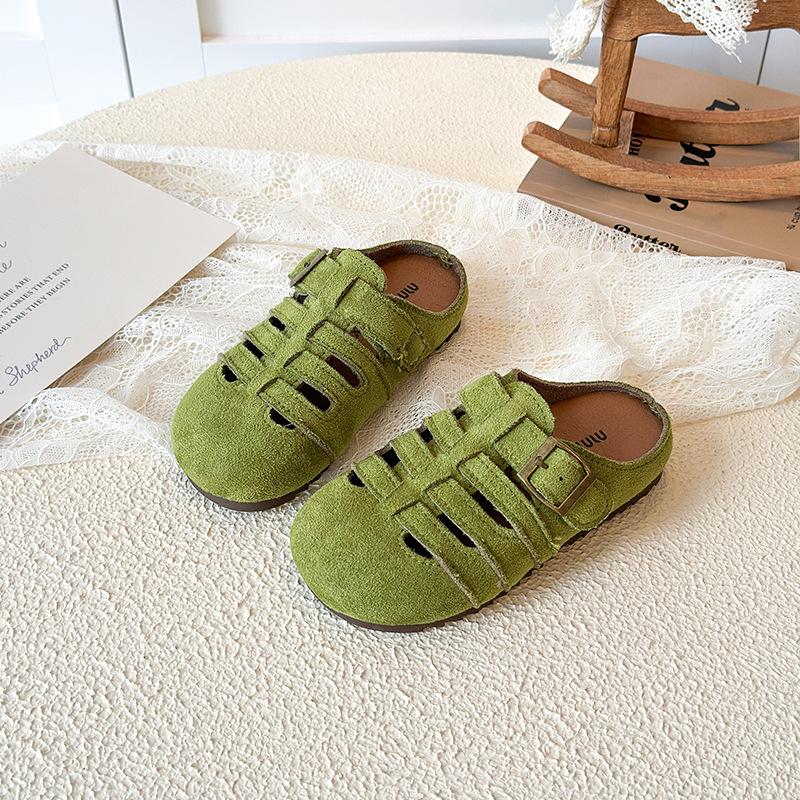 Летние римские ретро полутапочки с мягкой подошвой закрытым носком без застежек 26-30 range 5 pairs minimum зелёный 1640₽