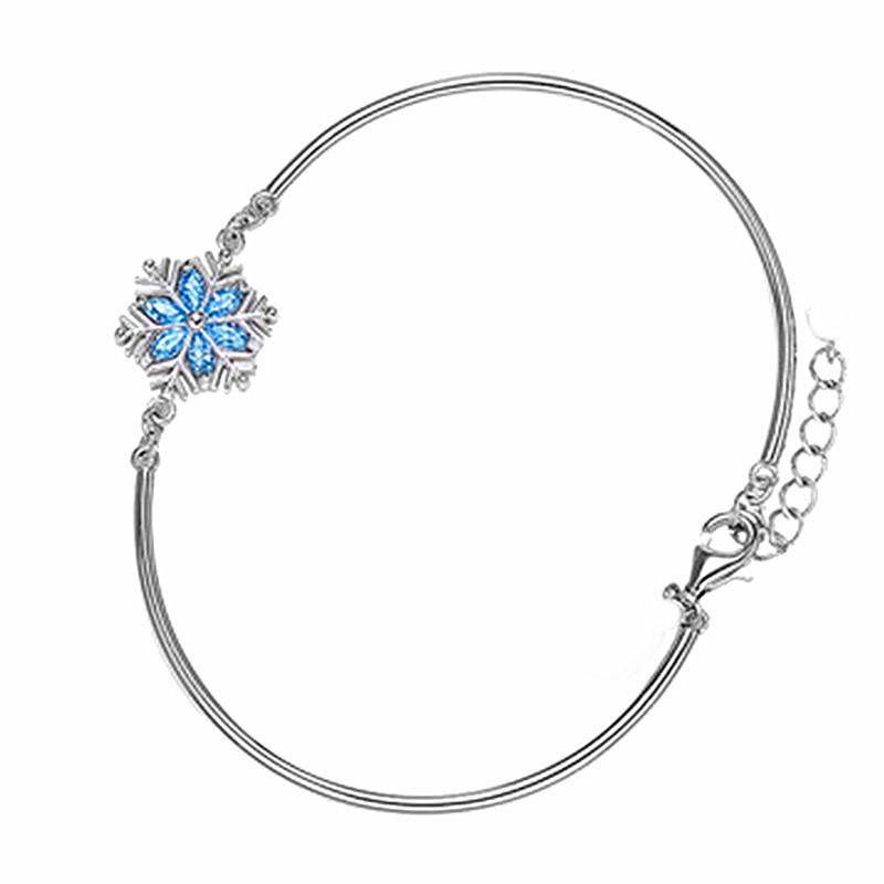 Elegant Blue Zircon Snowflake Bracelet: Japanese-Korean Style, Dainty Women's Christmas Gift