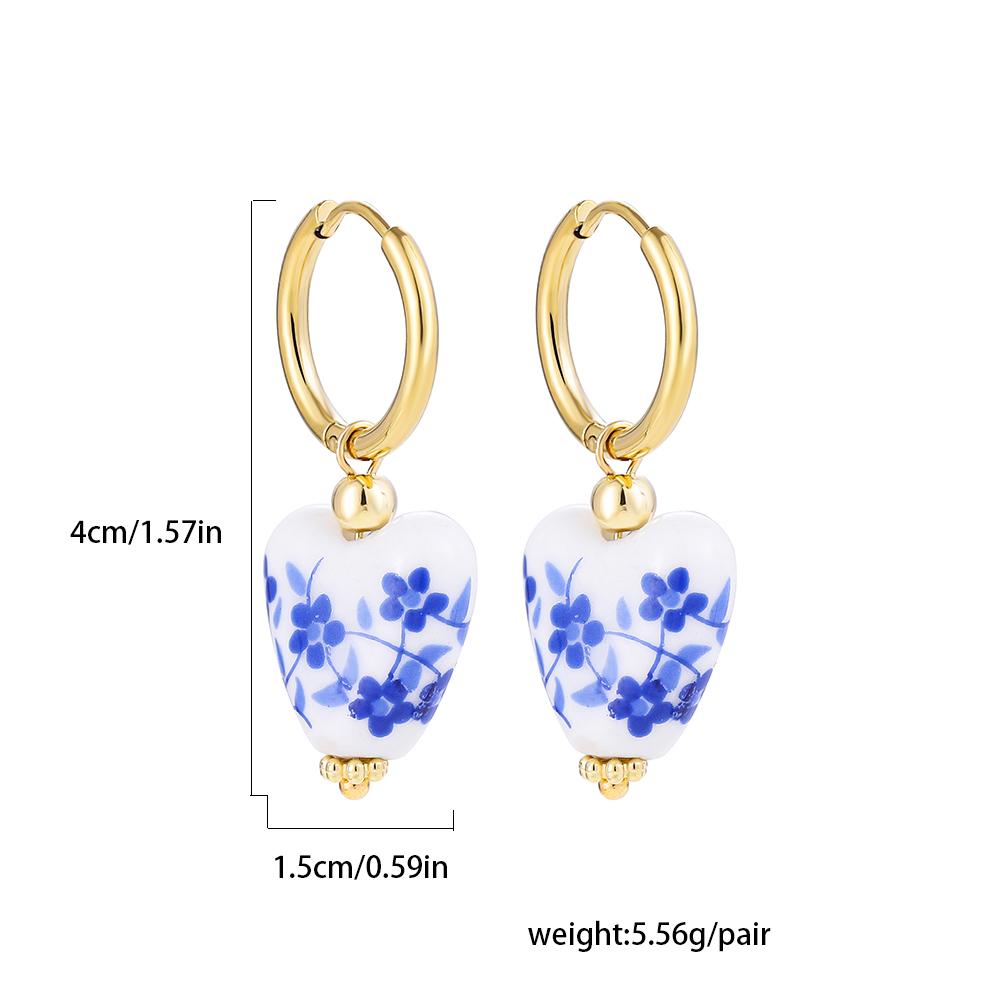 Bohemian Style Natural Stone Beads Irregular Pendant Earrings for Women Stainless Steel Hoops Earring Charm Summer Jewelry