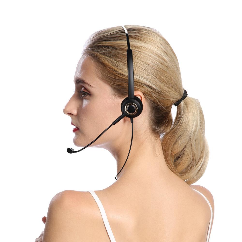 Call Center Headset with Mic Rear Mounted Noise Canceling Customer Service Headset 3.5mm
