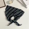 Spring and Autumn 100 Pure Cotton Retro Triangle Scarf Women's Color Matching Stripe Literary Neck Protection Warm Scarf Scarf Scarf