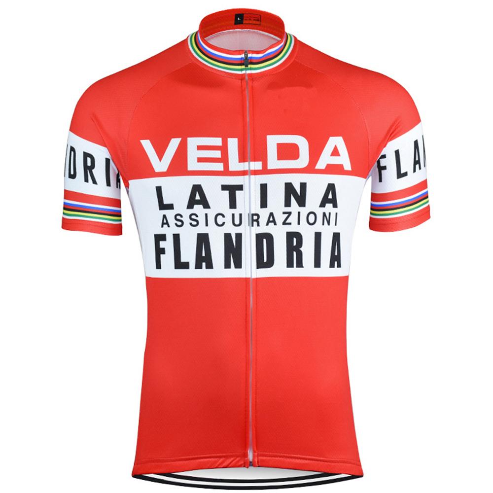 

2026 summer breathable Flandria Red Bicycle cycling man Retro Mtb Cycl Clothing Set Shirt Short sleeve Bike Enduro Retro Jersey suit Tripel Bib short XS