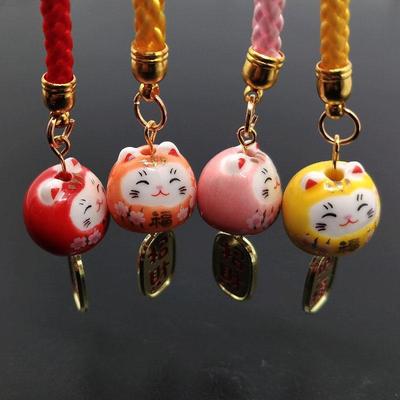 New Ceramic Lucky Cat Phone Car Pendant - DIY Fresh Sweet Design Niche Female Accessory.