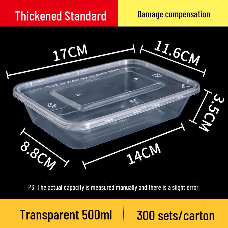 Rectangular 750/1000ml Disposable Transparent Plastic Takeout Meal Box