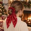 Christmas Party Hair Decorations Scrunchies with Bows Soft Satin Elastic Ties for Women Holiday Gift Accessories Snowflake Elk Tree Print