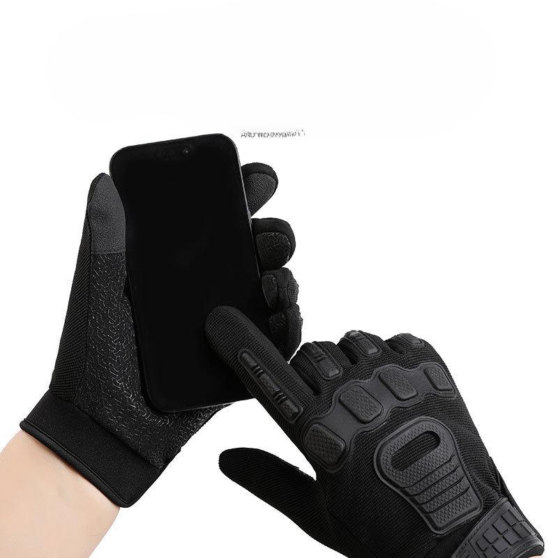 Tactical Gloves for Men Outdoor Thickened Rubber Finger Leaking Touch Screen Mountaineering Sports Anti Slip Full Finger Protection Cycling Gloves