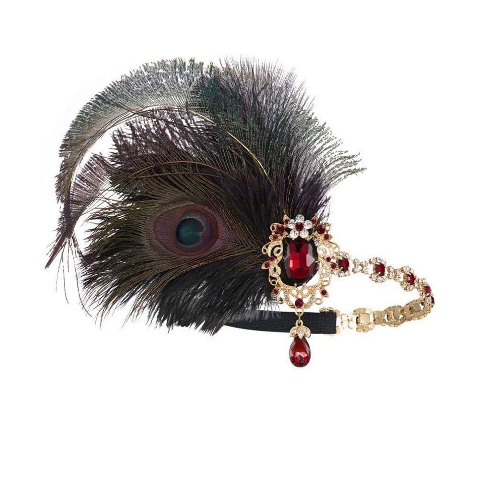 Vintage Gatsby Style Feather Headband Fascinator Masquerade Hair Band Makeup Party