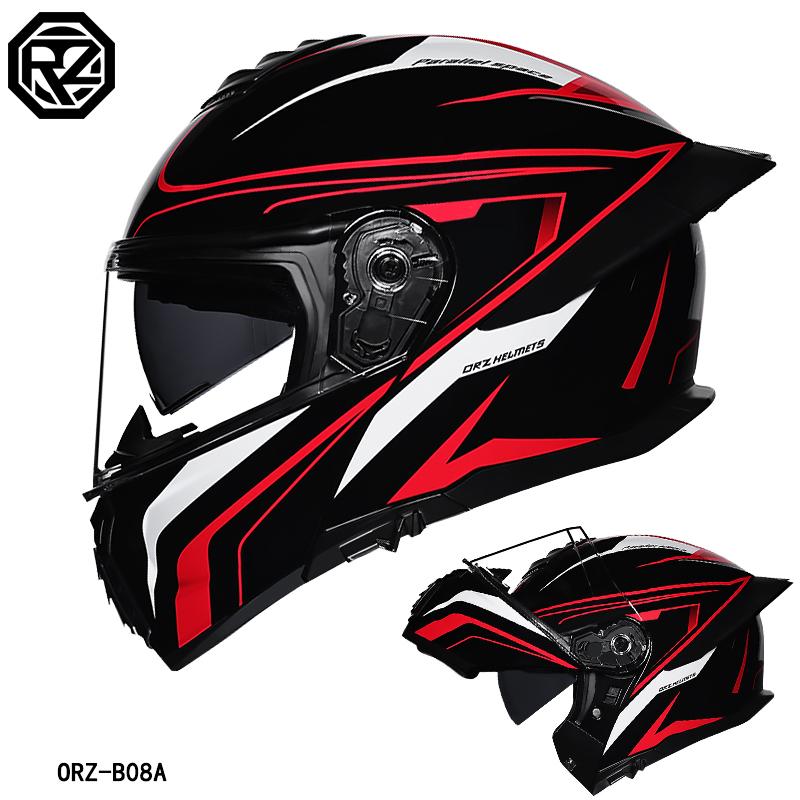 Orz-B08A-Motorcycle helmet, men's and women's four season open face helmet, double mirror knight semi full face helmet