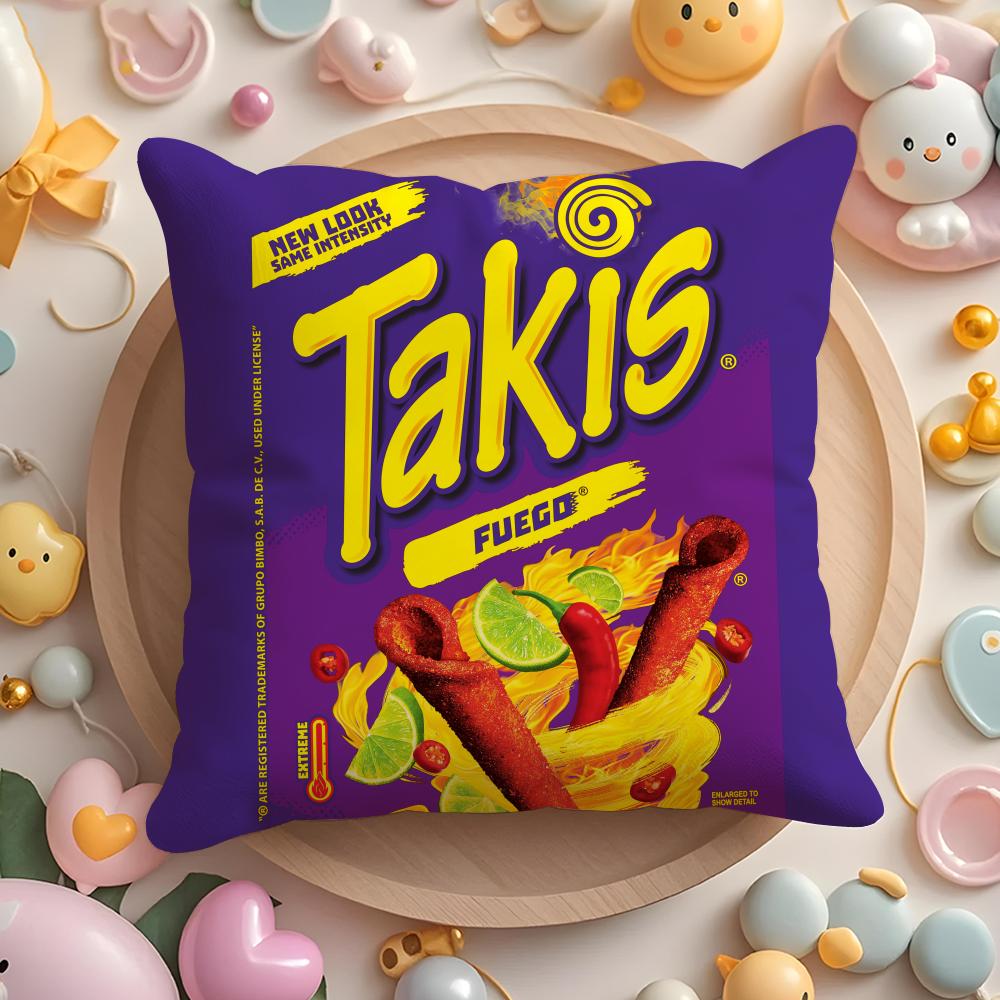 Pikpaka Funny Food C-Chips Takis Cushion Cover Plush Fabric Soft Double-Sided Printed Sofa Warm Winter Home Gift Pillow Cover