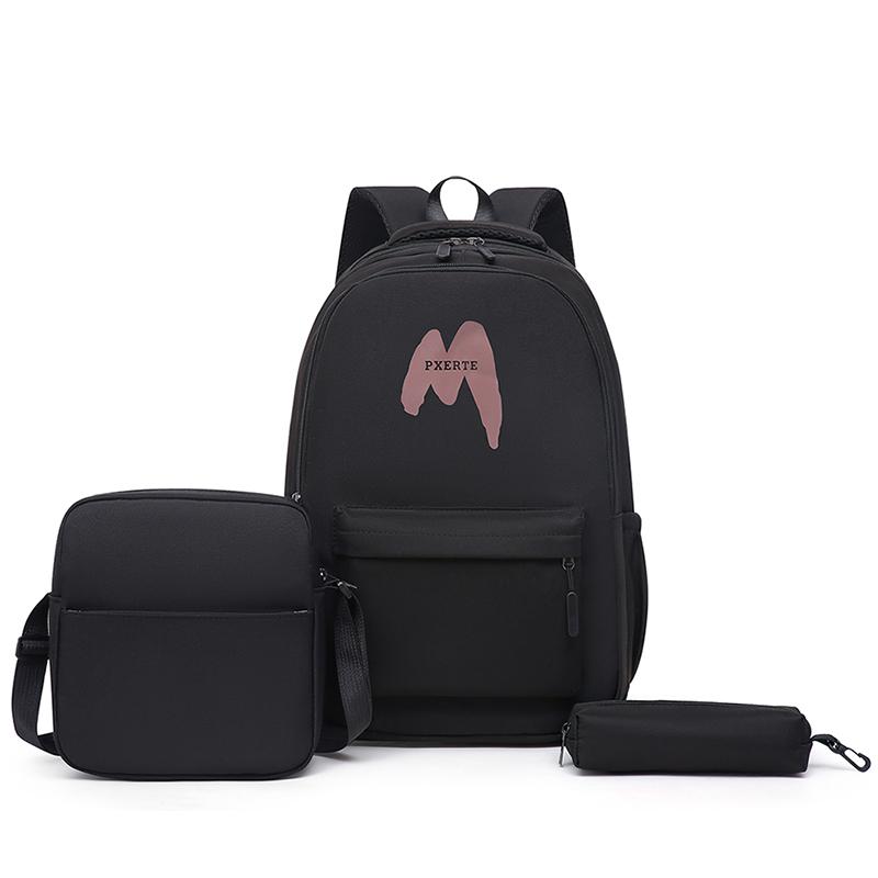 Three-Piece Backpack Set Student Large Capacity School Bag Men Women Travel Backpack with Pen Bag