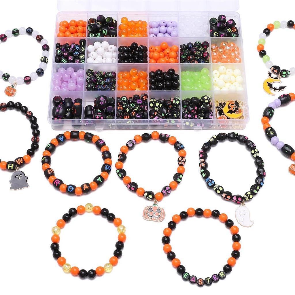 1set/box Acrylic Halloween Alloy Accessory Set DIY Necklace Bracelet Earrings Jewelry Making