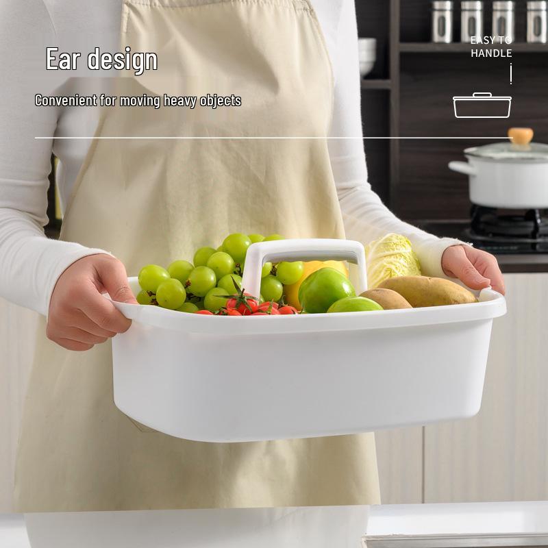 Thick Plastic Handheld Storage Basket for Bathroom, Kitchen, Cosmetics, and Cleaning Tools
