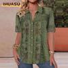 Women's Fashion Casual  Short Sleeve POLO Neck Blouses & Shirts