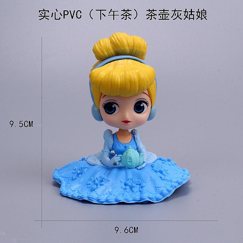9cm Disney Anime Q Version Snow White Princess Alice in Wonderland Ariel Cinderella Princess Belle PVC Figure Model Toy Gift