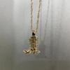 Stainless Steel Waterproof Cowboy Boot Choker Necklace Creative Cowgirl Hat Rhinestone Star Pendant Polished Gold Color Jewelry