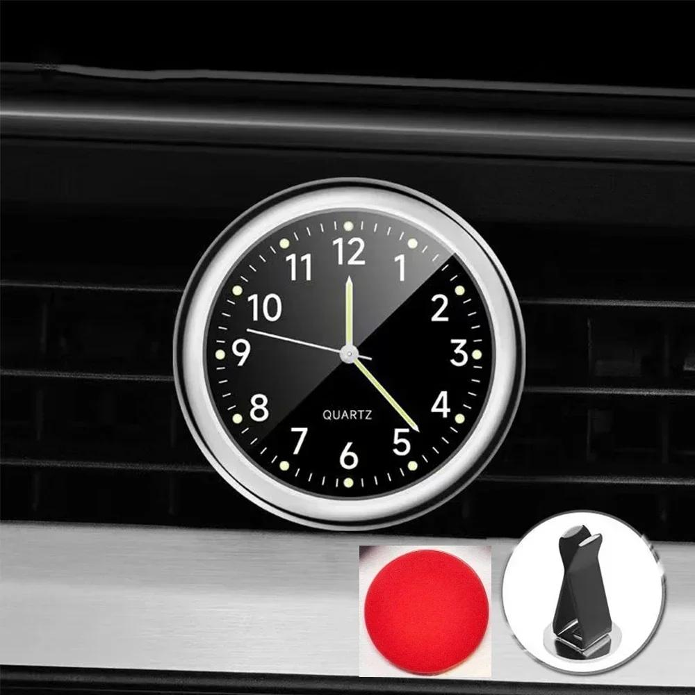 1pc Mini Car Clock Luminous Automobiles Internal Stick-On Quartz White 40mm Clocks Auto Watch Ornament Mechanics Digital Bl W8I4