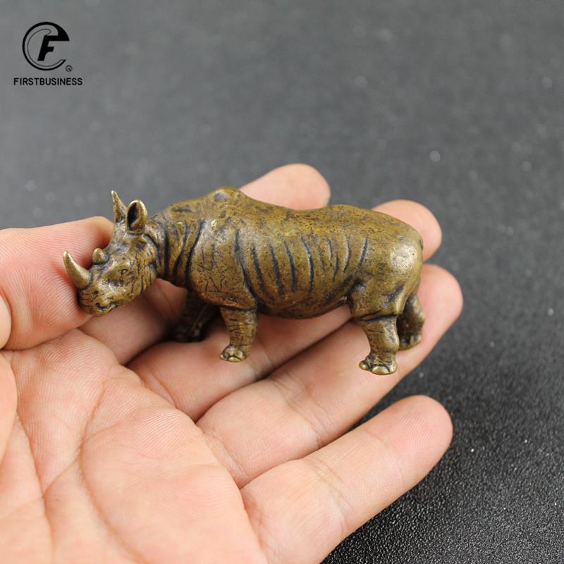 Figurine animal European Creative copper gifts statue tabletop decor for office home decorations rhinoceros Statue Desk ornament