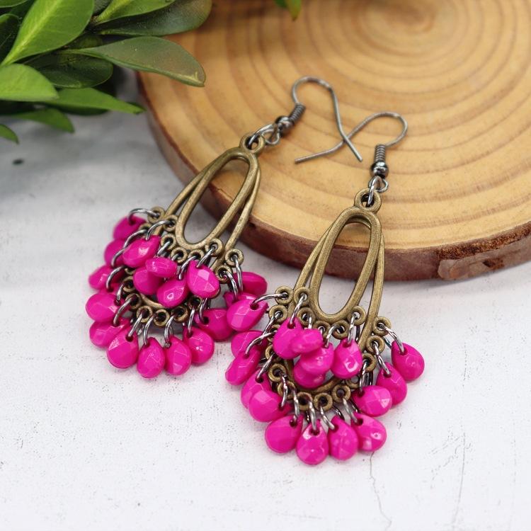 Handmade Retro Exquisite Water Drop Fringed Earrings Women's Long Versatile Temperament Earrings Smart Personality Show Face Thin Earrings