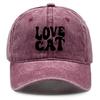 LOVE CAT" Print Snapback Baseball Hat, Animal Dad Hat Sporting Non-Stretch Fabric Lightweight Adjustable Buckle Adjustable Baseball Cap