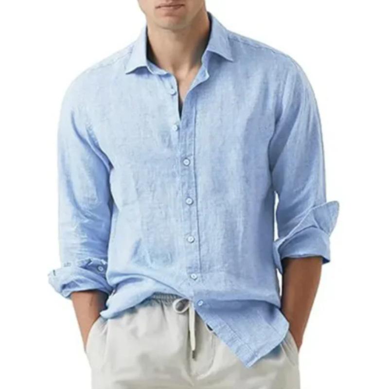 

Summer Shirt Beach Shirts Men Cardigan Tops Long Sleeved Turn Down Collar Slim Fit Plus Size 3XL