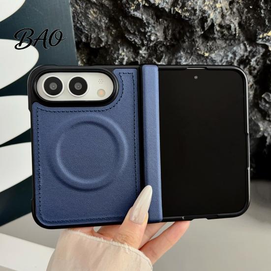 Magnetic Ring Protective Shell Case for IPhone 18, Faux Leather Phone Cover with Hinge Precise Fit Protection, Full Body Shockproof 18 Fold Protection