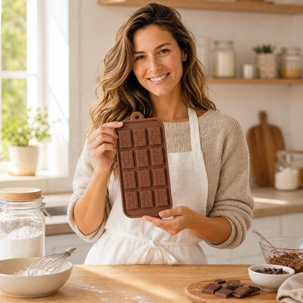 Food Grade Silicone Chocolate Mold Rectangle Bar Shape Flexible Non-Stick Baking Mold for Cake Candy Cookie DIY Kitchen Tool