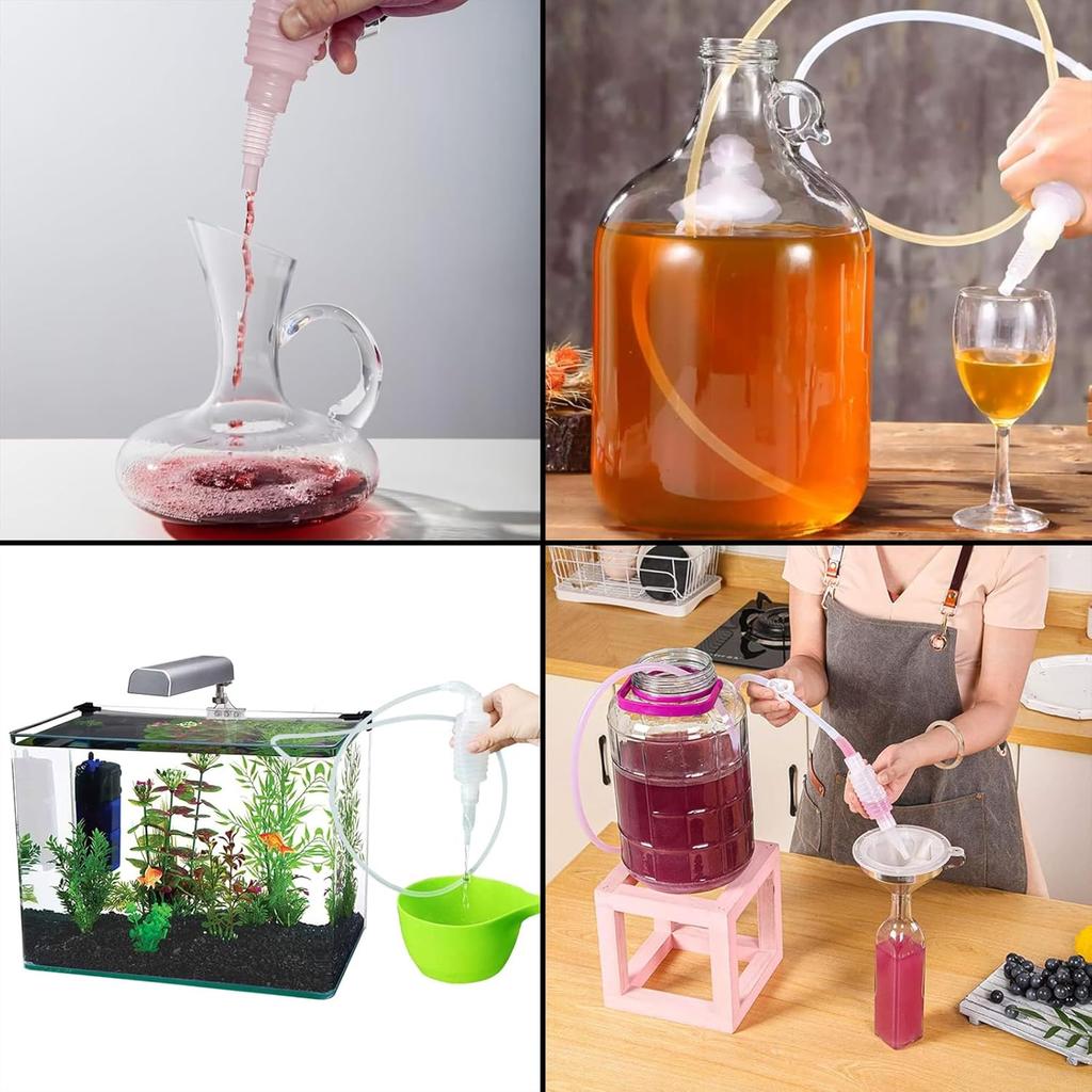 Brew Syphon Tube Set with Fixing Buckle 1.9m Home Brew Beer Siphon Filter Syphon Pump Liquid Sucker Pump for Wine Brewing Making