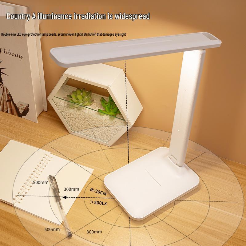 Rechargeable LED Desk Lamp: Eye-Protecting, Foldable, Three-Color Dimming for Students and Bedside Use