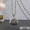 Ethnic Style Good Luck Flower Necklace with Tibetan Silver Longevity Lock Pendant