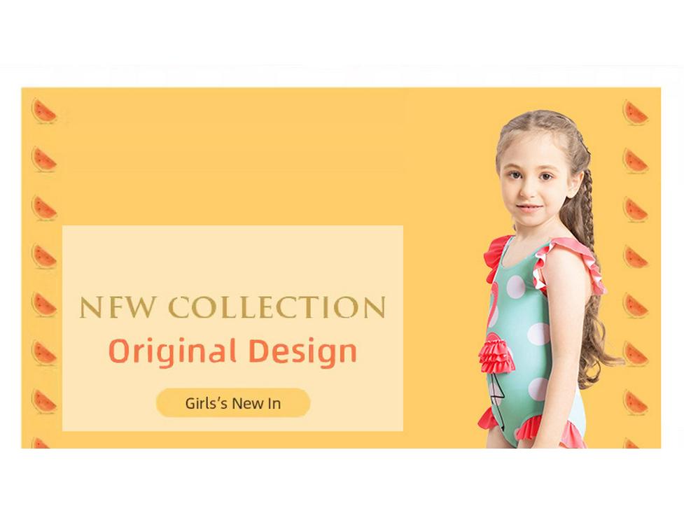 2025 Neuer Mädchen Flamingo 3D Rüschen Einteiler Badeanzug