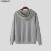INCERUN Autumn Men Casual Long Sleeve Patchwork Hooded Pullovers Sweatshirts