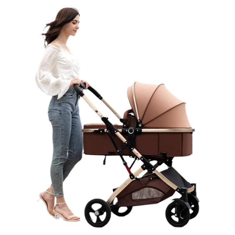 Convertible Lightweight Baby Stroller: Reclining, Foldable, High Landscape, Shock-Absorbing, Two-Way Use for Newborns